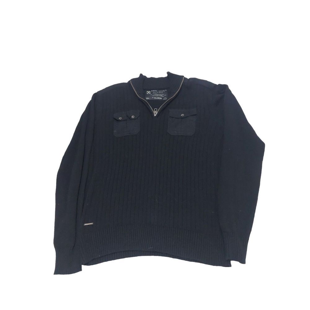 Marc Ecko Cut & Sew Black‎ Cotton 1/4 Zip Mens XL Sweater